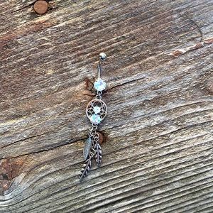 Diamond dream catcher bellybutton ring